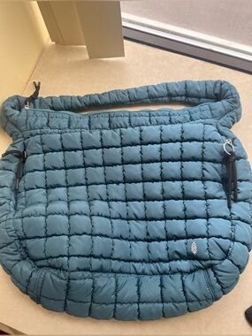Free People Quilted Teal Crossbody Tote